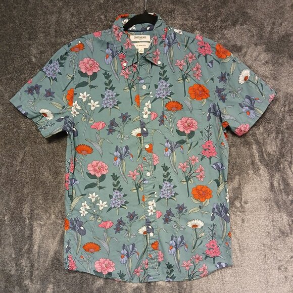 Good Threads Men's M Floral Patterned Button-Down Short Sleeve Shirt 116400 - Picture 1 of 6